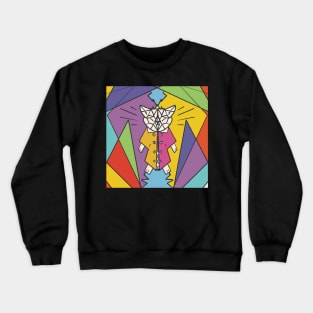 Geometric shape crazy mad cat Crewneck Sweatshirt